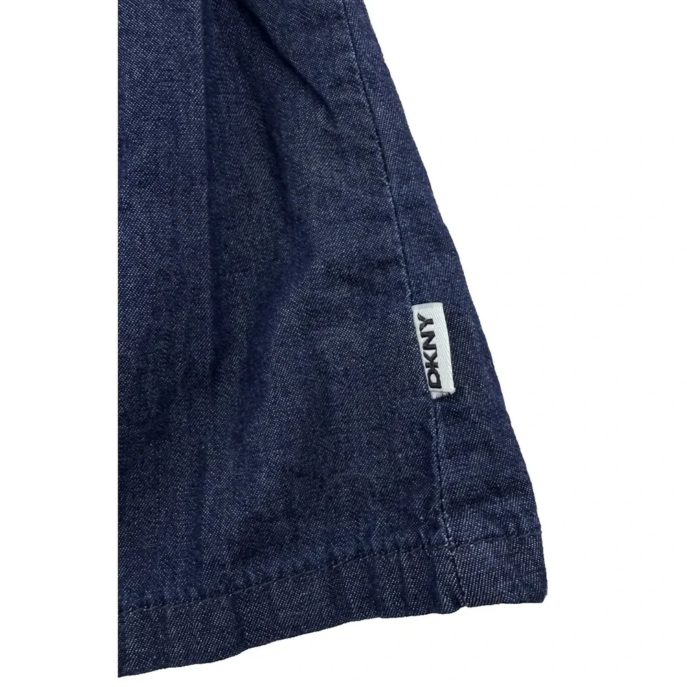 DKNY Girls M‎ 8/10 Denim Shirt Dress Belted Button Front Butterfly Patch